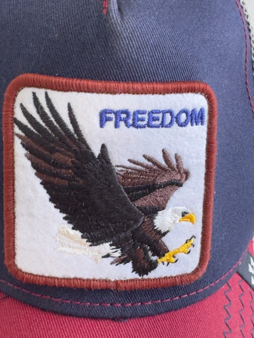Trucker Hat  Freedom Eagle Patch Trucker Hat in Navy and Burgundy